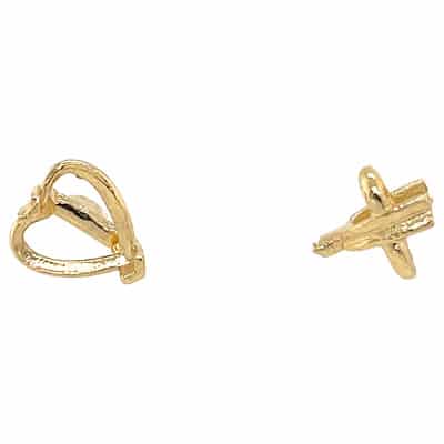 E-140NP: HEART SHAPED V-PRONG CAST EARRING W/ NO POST