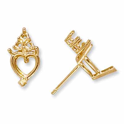 EF-365: HEART SHAPED V-PRONG W/ 3 DIAMOND ACCENTS CAST EARRING