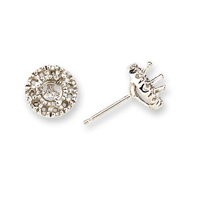 EF-433: CAST HALO ROUND STONE FRICTION EARRING
