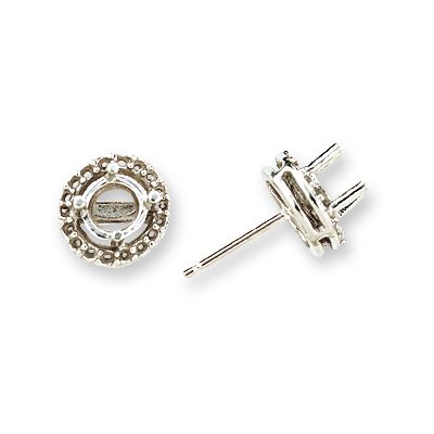 EF-438: CAST HALO ROUND STONE FRICTION EARRING