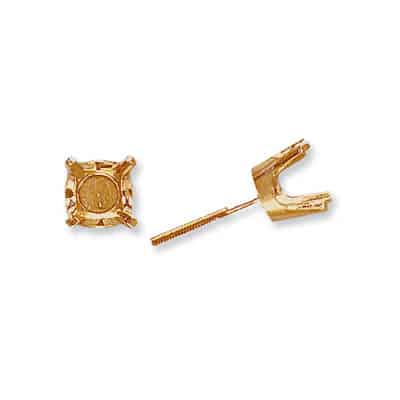 ET-20: 4 PRONG ROUND W/ STANDARD THREADED POST DIE-STRUCK EARRING