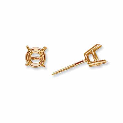 ET-22: 4 PRONG ROUND W/ STANDARD THREADED POST CAST EARRING