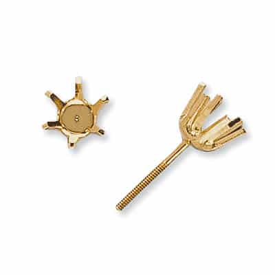 ET-24: 6 PRONG ROUND W/ STANDARD SCREW POST DIE-STRUCK EARRING