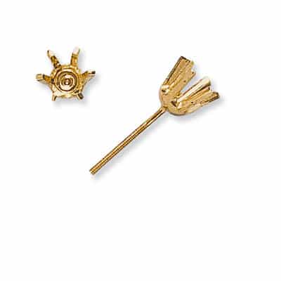 ET-25: 6 PRONG ROUND FLAT W/ LIGHT WEIGHT SCREW POST DIE-STRUCK EARRING