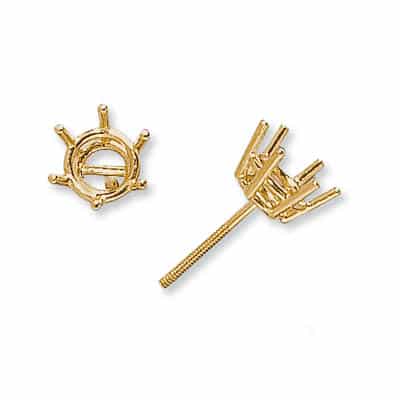 ET-47: 6 PRONG ROUND WIRE W/ STANDARD SCREW POST DIE-STRUCK EARRING