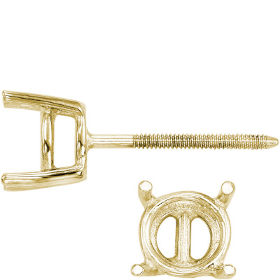 ET-38: 4 PRONG ROUND LIGHT WGT. SCREW POST CAST EARRING