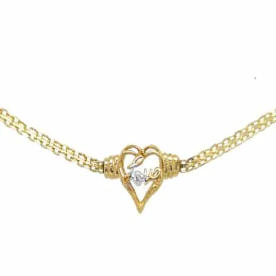 A-7003: 9" Bracelet Love with heart shape for diamonds, spring ring lock