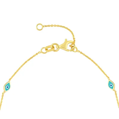 BR-ENT: TURQUOISE ENAMELED EVIL EYE BRACELET
