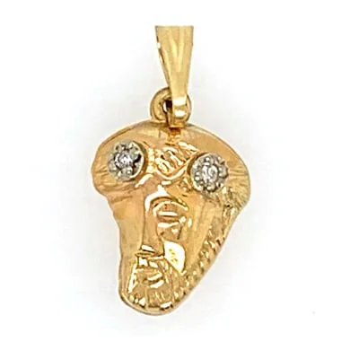 C-10: CHRIST'S HEAD ON ROUND MEDAL W/ 2 DIAMONDS
