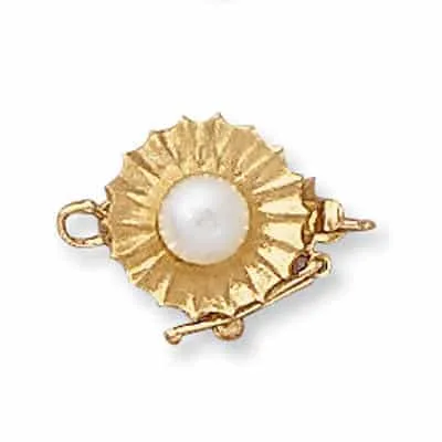 CP-70: ROUND FLOWER PEARL CLASP W/ ONE PEARL