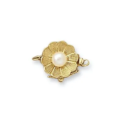 CP-71: ROUND FLOWER PEARL CLASP W/ ONE PEARL