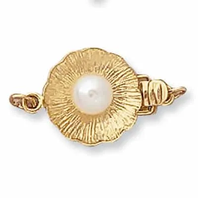 CP-72: ROUND FLOWER PEARL CLASP W/ ONE PEARL