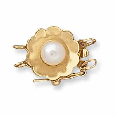 CP-79: ROUND FLOWER PEARL CLASP W/ ONE PEARL