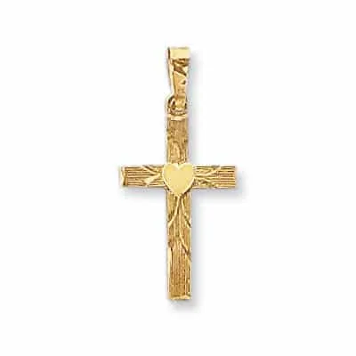 CR-31: HOLLOW CROSS WITH TEXTURED HEART DESIGN