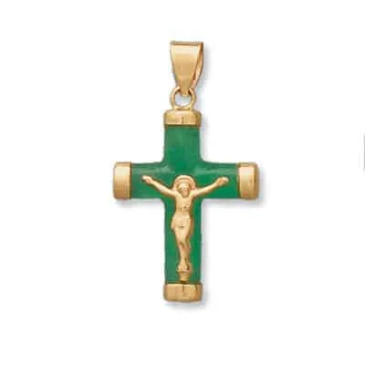 CR-920: ROUND JADE CROSS WITH CRUCIFIX