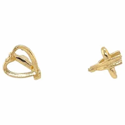 E-140NP: HEART SHAPED V-PRONG CAST EARRING W/ NO POST
