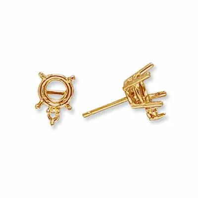 EF-138: 4 PRONG ROUND WIRE SETTING W/ 1 DIAMOND ACCENT FRICTION CAST EARRING