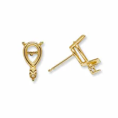 EF-160: PEAR SHAPED V-PRONG W/ 1 DIAMOND ACCENT CAST EARRING