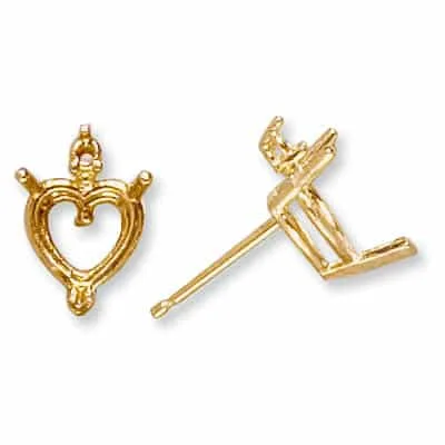 EF-165: HEART SHAPED V-PRONG W/ 1 DIAMOND ACCENT CAST EARRING