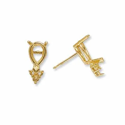 EF-360: PEAR SHAPED V-PRONG W/ 3 DIAMOND ACCENTS CAST EARRING