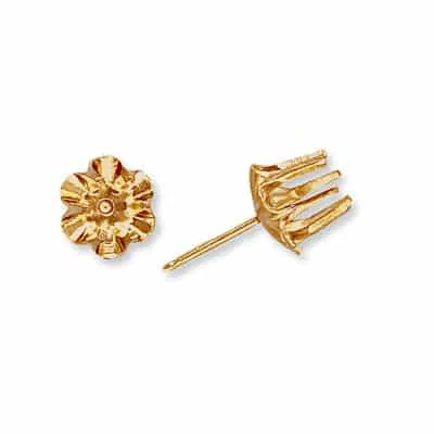EF-42: 6 PRONG ROUND BUTTERCUP DIE-STRUCK EARRING