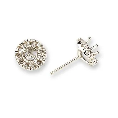 EF-433: CAST HALO ROUND STONE FRICTION EARRING