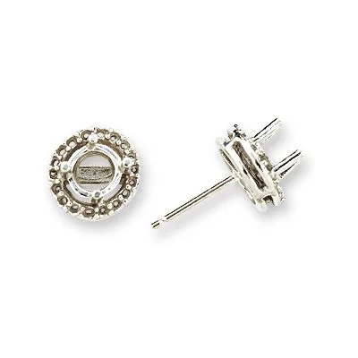 EF-438: CAST HALO ROUND STONE FRICTION EARRING