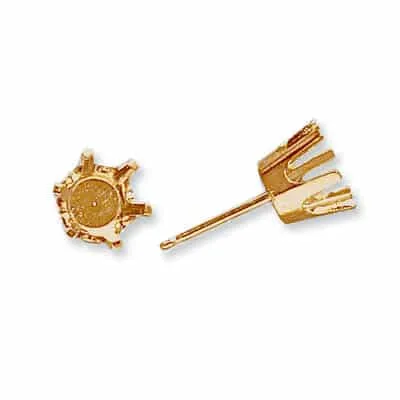 EF-46: 6 PRONG ROUND FLAT BACK DIE-STRUCK EARRING