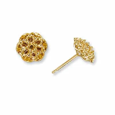 EF-52: ROUND 7 STONE CLUSTER DIE-STRUCK EARRING
