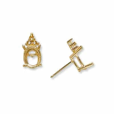 EF-91: OVAL CAST EARRING W/ 3 DIAMOND ACCENTS