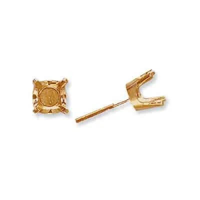 ET-20: 4 PRONG ROUND W/ STANDARD THREADED POST DIE-STRUCK EARRING