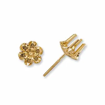ET-26: 6 PRONG BUTTERCUP W/ STANDARD SCREW POST DIE-STRUCK EARRING