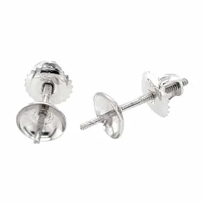 ET-45WN: THREADED PEARL CUP EARRING W/ SCREW POST & NUT