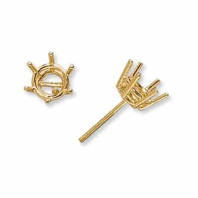 ET-47: 6 PRONG ROUND WIRE W/ STANDARD SCREW POST DIE-STRUCK EARRING