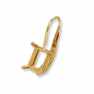 EW-115: LEVER BACK W/ 4 PRONG EMERALD CUT WIRE SETTING