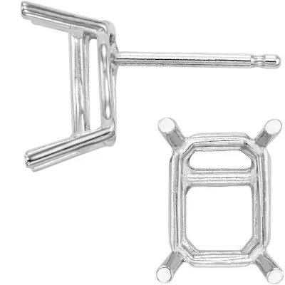 EF-62: EMERALD CUT 4 PRONG STANDARD WIRE CAST EARRING