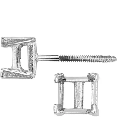 ET-156: THREADED SQUARE V PRONG CAST EARRING