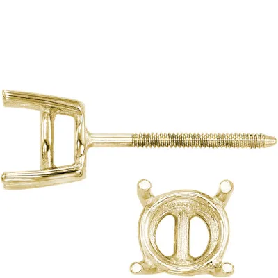 ET-38: 4 PRONG ROUND LIGHT WGT. SCREW POST CAST EARRING