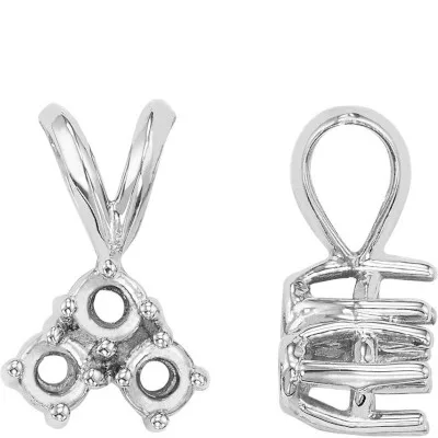 PB-60: CAST 3 STONE CLUSTER PENDANT RABBIT EAR BAIL