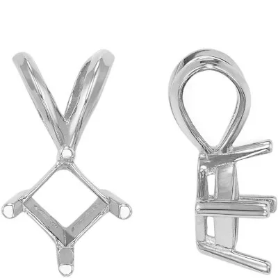 PE-163: CAST 4 PRONG FLAT WIRE BASKET SQUARE PENDANT