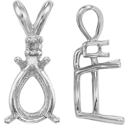 PE-48: CAST 4 PRONG PEAR SHAPED PENDANT W/ 1 DIAMOND ACCENT