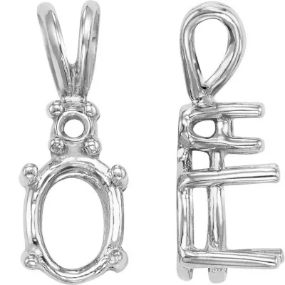 PE-51: CAST 4 PRONG OVAL PENDANT W/ 1 DIAMOND ACCENT