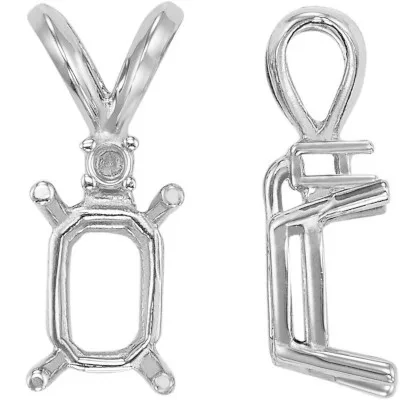 PE-56: CAST REGULAR WGT. EMERALD CUT PENDANT W/ 1 DIAMOND ACCENT