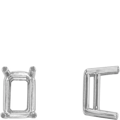 S-115: EMERALD CUT 4-PRONG STANDARD WIRE CAST SETTING