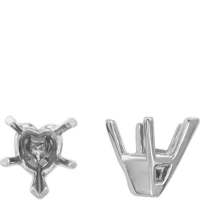 S-144: HEART SHAPED V-PRONG TAPERED CTR. HEAD W/ PADS CAST SETTING