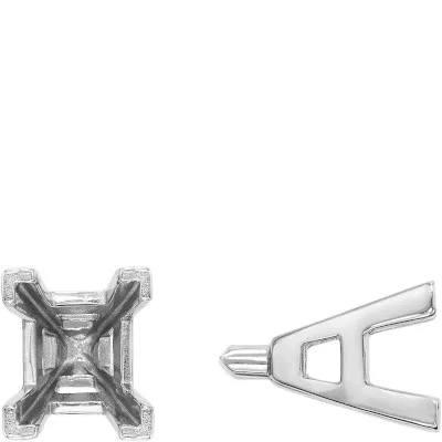 S-155: SQUARE SHAPED V-PRONG CAST SETTING W/ PEG