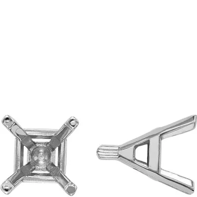 S-167: SQUARE SHAPED 4-PRONG CAST SETTING W/ PEG &amp; FLAT PRONGS