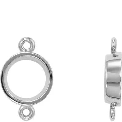 S-66: CAST FLAT ROUND BEZEL TAPERED TUBE SETTING WITH 2 JUMP RINGS ON EITHER SIDE