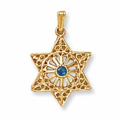 JS-28: JEWISH STAR W/ GENUINE SAPPHIRE