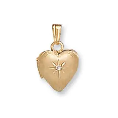 LOH-911-915: HEART SHAPED LOCKET W/ .01CT DIAMOND IN THE CENTER
